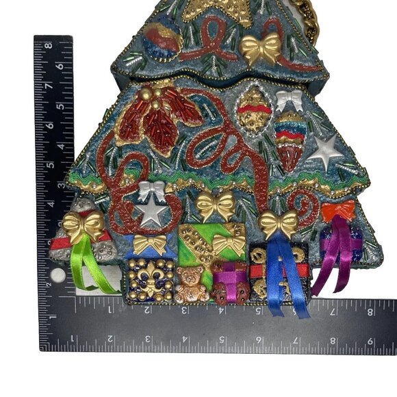 RARE Mary Frances 90's Christmas Tree Hard Shell Purse Handmade Bag Retired wTag - Picture 14 of 14